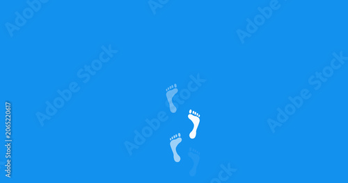 Canvas Print Human footsteps walking disappearing animation
