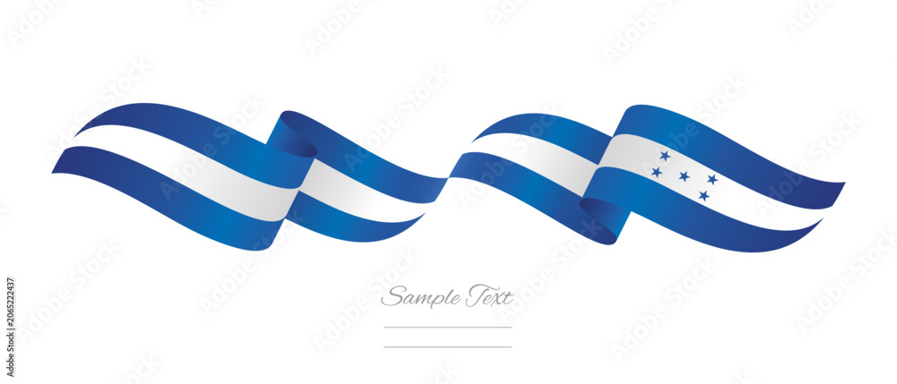 Obraz premium Honduran flag ribbon vector illustration. Waving patriotic Honduras Flag Ribbon Banner on isolated white background