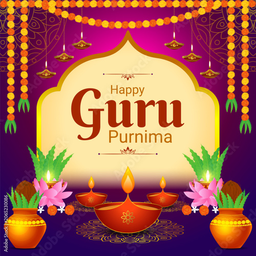 Vector illustration of Happy Guru Purnima social media template