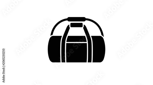 Duffle gym bag silhouette sports accessory icon.