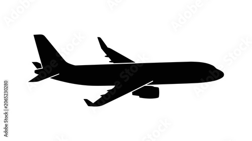 Airplane silhouette flying profile vector.