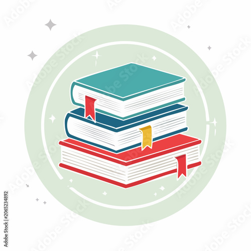 Stack of Books with Bookmarks