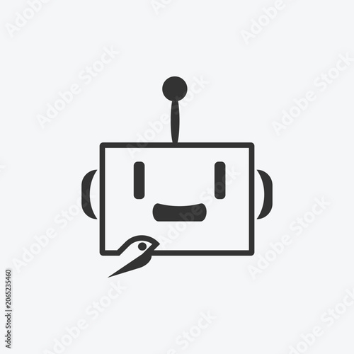 Chat Bot Robot Icon Flat Style AI Assistant Symbol Vector Illustration