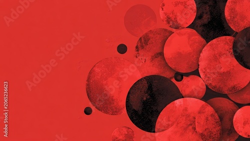 Red Abstract Background with Overlapping Textured Circles