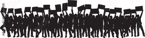 Schilderij op canvas Silhouette group of people holding signs and protesting with silhouette activism