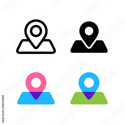 Modern location UI vector icon representing maps, navigation, destinations, and location-based services in digital applications