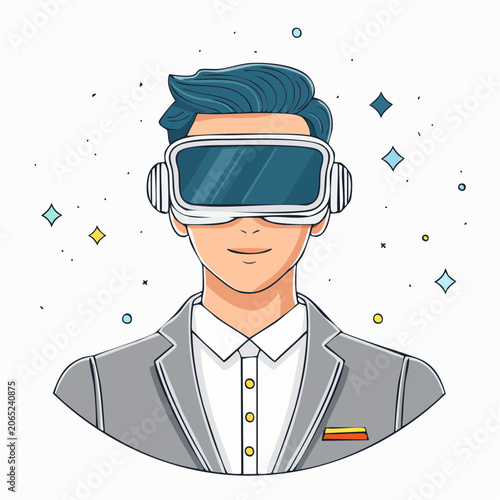 Man Wearing Virtual Reality Headset