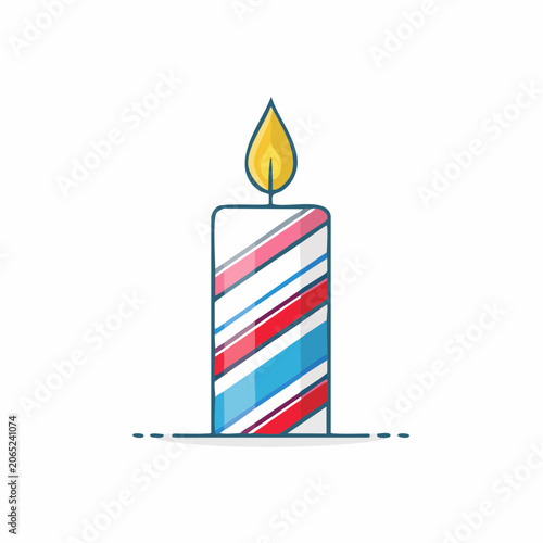 Striped Birthday Candle with Flame