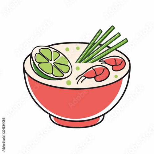 Stylized Illustration of Shrimp and Lime Soup