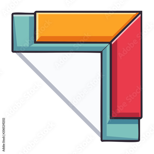 Flat design corner shape with orange and red blocks