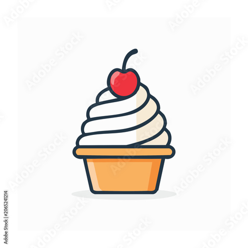 Flat design cupcake with cherry icon