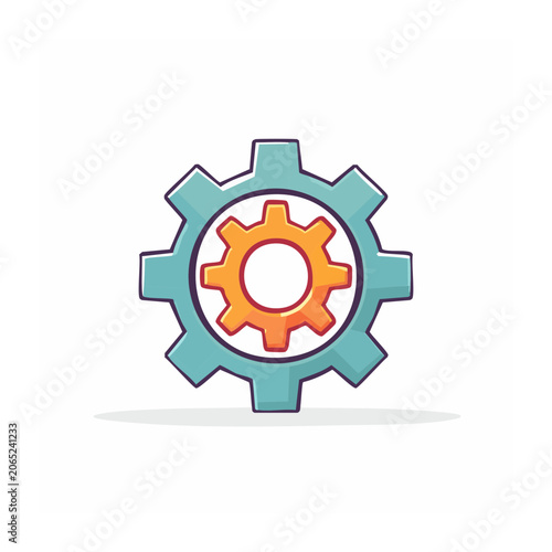 Flat design gear icon with transparent background