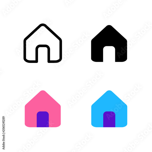 Modern home UI vector icon featuring a clean and minimalist design for websites, mobile applications, navigation menus, and user interface projects