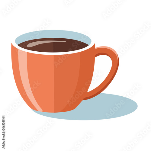 Orange Coffee Cup Flat Design Illustration