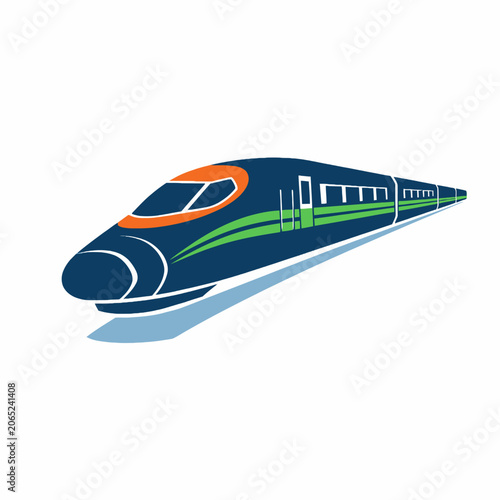 Sleek High-Speed Train Illustration with Modern Design and Dynamic Lines.