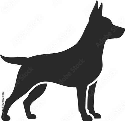 Sleek Silhouette of a Standing Dog with Alert Posture.
