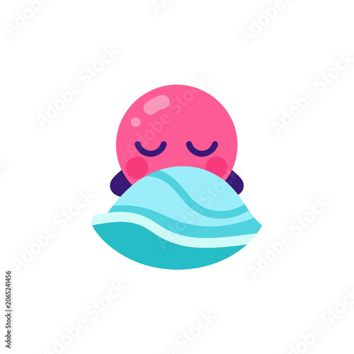 Sleeping Pink Cartoon Character Face.