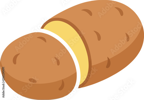 Sliced Potato Illustration - Fresh Vegetable for Cooking and Recipes.