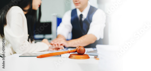 Fotografie Business Asian woman or judge consult and conference having team meeting with cl
