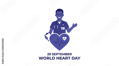 Male Healthcare Professional with Heart Icon for World Heart Day Awareness