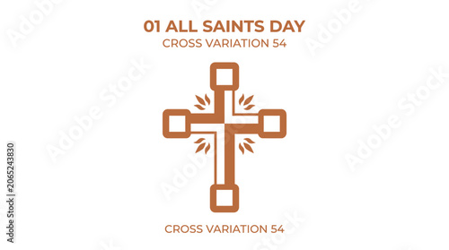 Brown Christian Religious Cross Vector Icon for All Saints Day Celebration