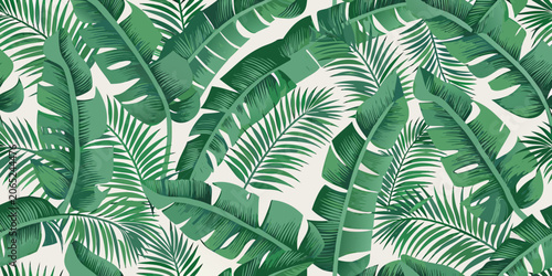 Konstfotografi Tropical leaf pattern with dense arrangement on a white background