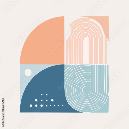 Abstract Geometric Composition with Pastel Colors