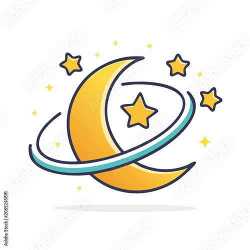 Crescent Moon and Stars Icon