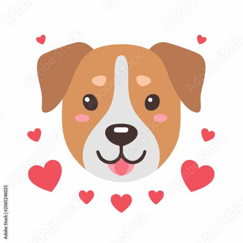 Cute Dog Face with Hearts
