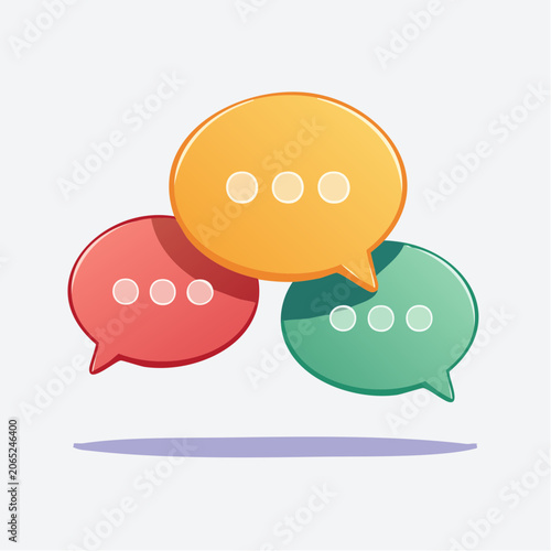 Three Colorful Speech Bubbles with Ellipses