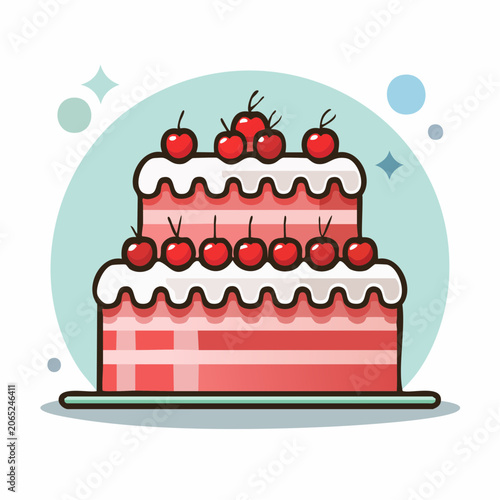 Two-Tiered Cake with Cherries