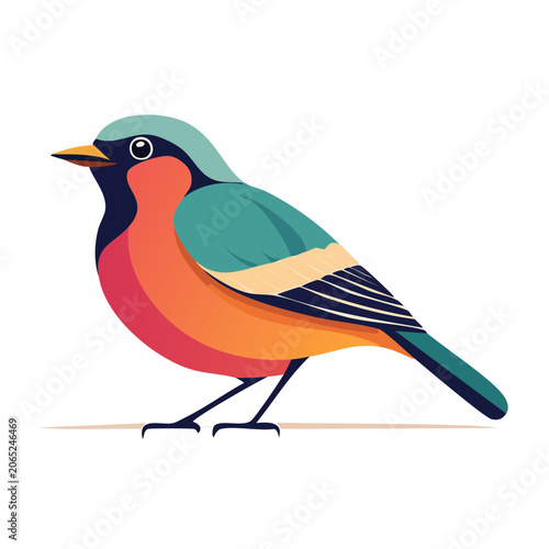 Flat design illustration of a colorful bird