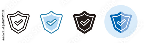 セキュリティ対策のアイコン。安全認証を表すシールドのベクターイラスト。Security icon.