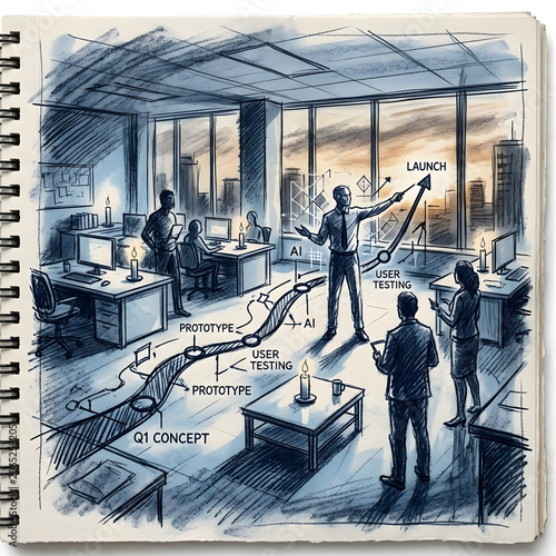 AI Manager Overseeing Project Timeline