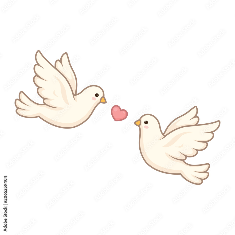 Fototapeta premium Cute pair of love birds vector illustration