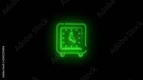 Glowing neon clock on black background timekeeping technology minimalist design