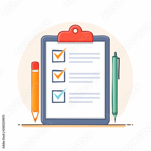 Clipboard with Checklist and Writing Utensils