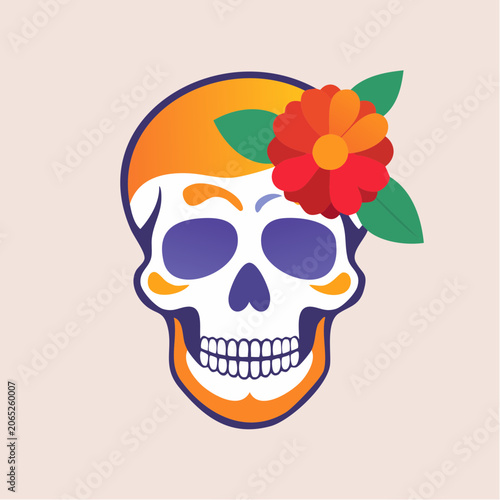 Day of the Dead Skull with Flower