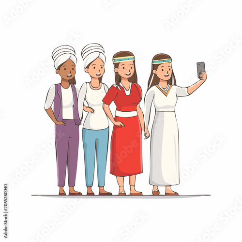 Diverse group of women taking a selfie