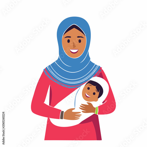 Muslim Mother Holding Baby