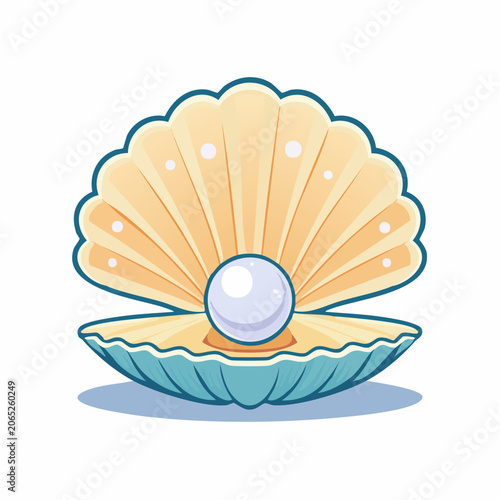 Open Seashell with a Pearl