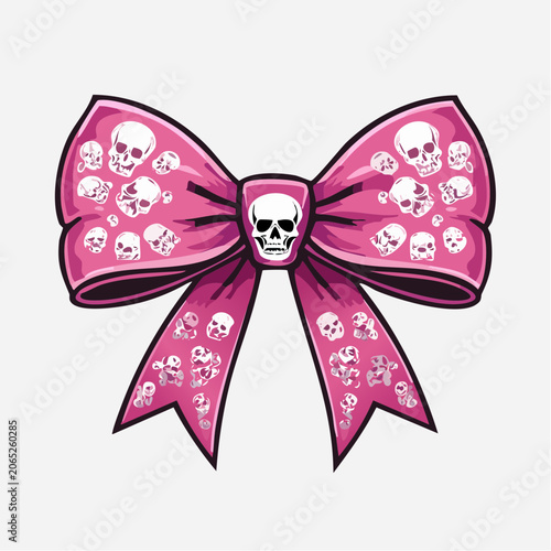 Pink Bow with Skull Pattern