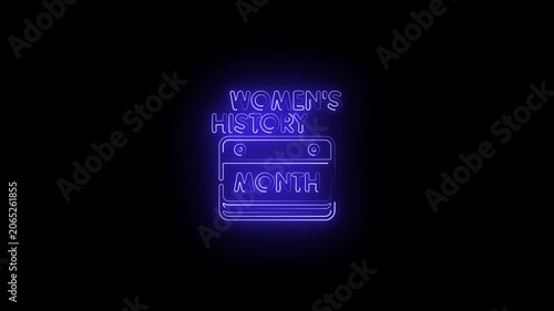 Neon notepad with pencil list animation on black background for planning and organization