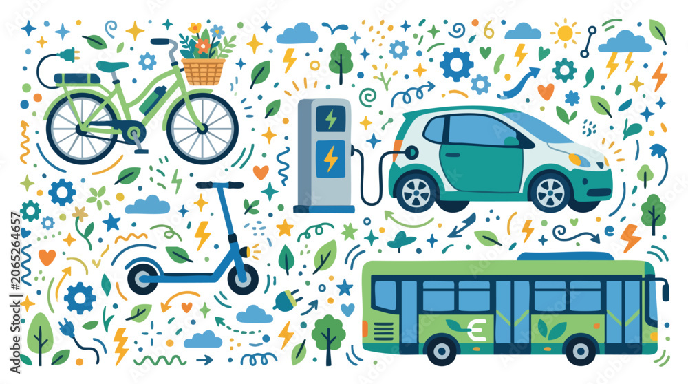 Fototapeta premium Ecofriendly transportation options for a sustainable future.