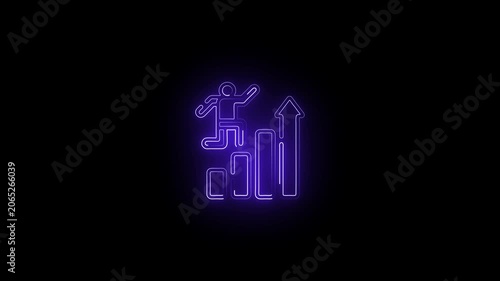 Glowing Neon Challenge Icon, Competition and Overcoming Obstacles Symbol. Representing Success, Achievement, Goal Setting, and Career Growth.