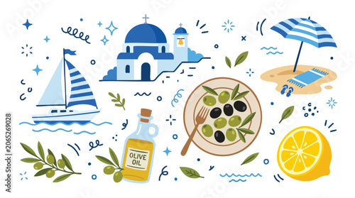 Greek Food and Drink Symbols.