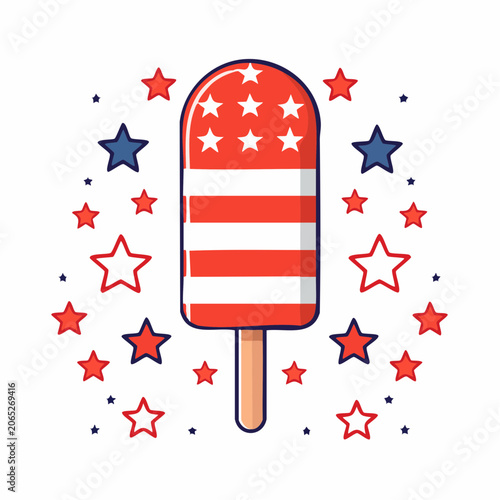 Popsicle with American Flag Design and Stars