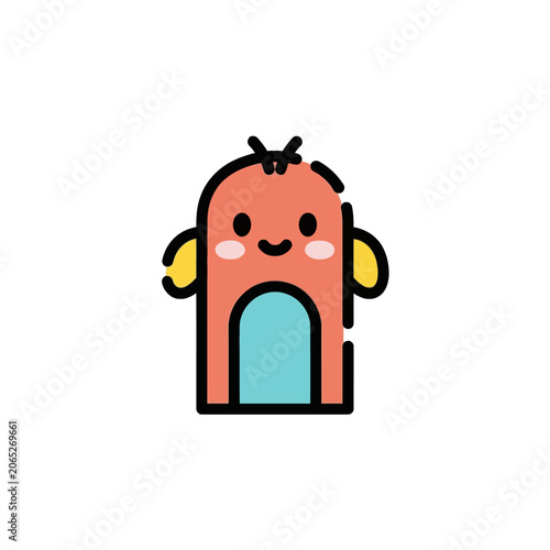 Smiling Cartoon House With Doorway.
