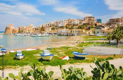 Sicily panoramic view of Castellammare del Golfo town, Trapani, Sicily.	