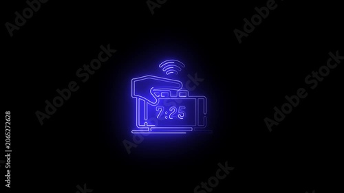 bule Neon Digital Alarm Clock Displaying 07:25 digital clock